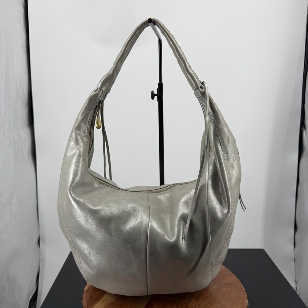Hobo international Kindred silver metallic Leather Hobo bag braided handle